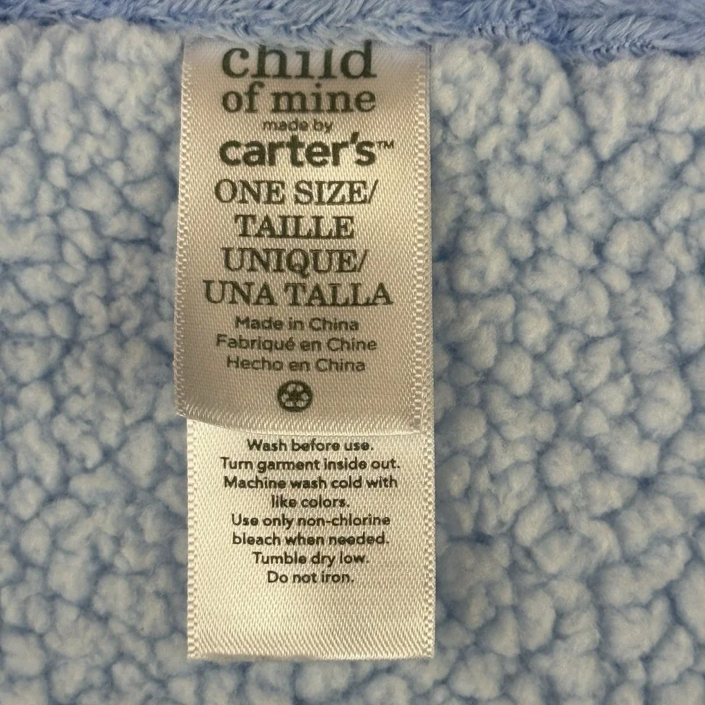 Carters Child of Mine Blue White Stripe Minky Dot Sherpa Baby Blanket Monkey